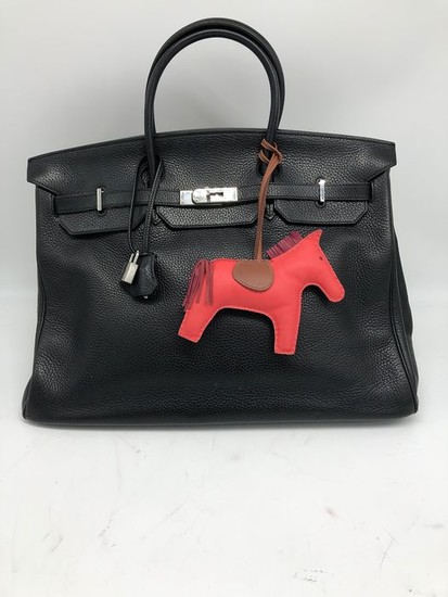 Hermès - Birkin 40 en cuir taurillon clémence noir Handbag