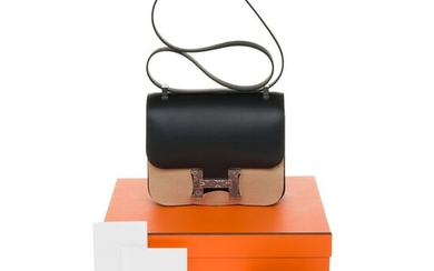 Hermès - Brand New Constance 23 en cuir Madame noir, boucle en lézard ombre - Shoulder bag