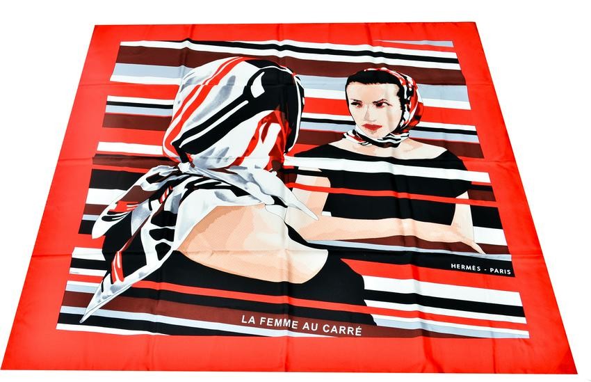 Hermes "La Femme au Carre" Silk Scarf