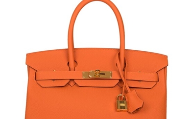 Hermès Orange H Birkin 30cm of Togo Leather with Gold Hardware