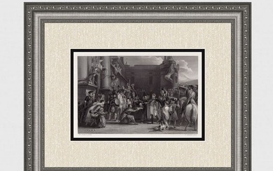 Historic 1800s David WILKIE SIGNED Engraving "The King at Holyrood" Framed COA