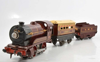 Hornby O gauge model railways, a selection including 20v electric LMS 5551 locomotive and tender