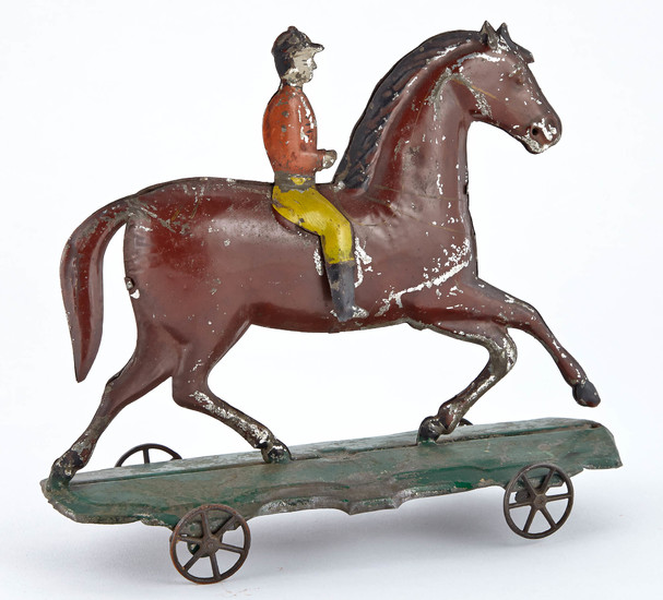 Horse and Rider Tin Pull Toy