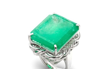House of R&D Platinum - Ring - 35.28 ct Emerald - 0.20 ct Diamonds - No Reserve Price