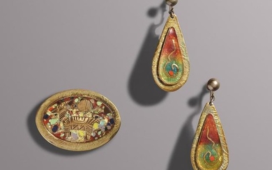 Howard Schleeter, Enamel jewelry: Brooch and earrings