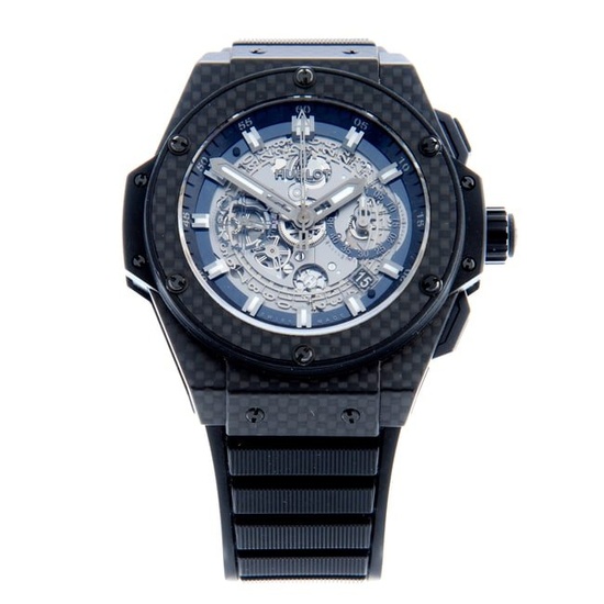Hublot - a King Power Unico All Carbon chronograph wrist watch. Carbon fibre case with exhibition