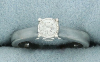 Illusion Set Diamond Engagement Ring in Sterling Silver