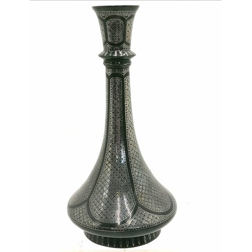Indian bidri decorated vase - height 8¾"