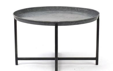 Industrial stainless steel tray top occasional table