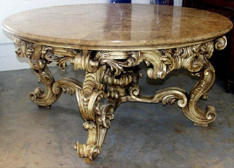 Italian Louis Xv Style Marble Inset Table
