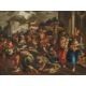 Italiec. 1700 L'infanticide de Bethléem Huile sur toile. 74 x 99,5 cm. Doublé. Reposez-vous. Cadre...