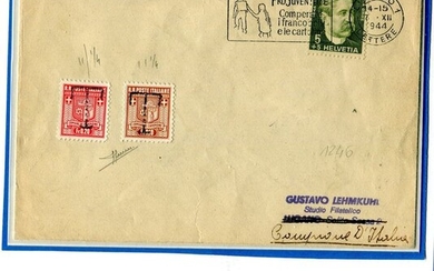 Italy - Campione 1944 - 4 documents with interesting postage