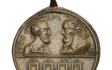 Italy, Papal States, AE Medal, 17th - 18th century, Rome. Busts of...