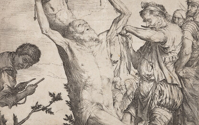 JUSEPE DE RIBERA The Martyrdom of St. Bartholomew. Etching, 1624. 326x242 mm; 12...