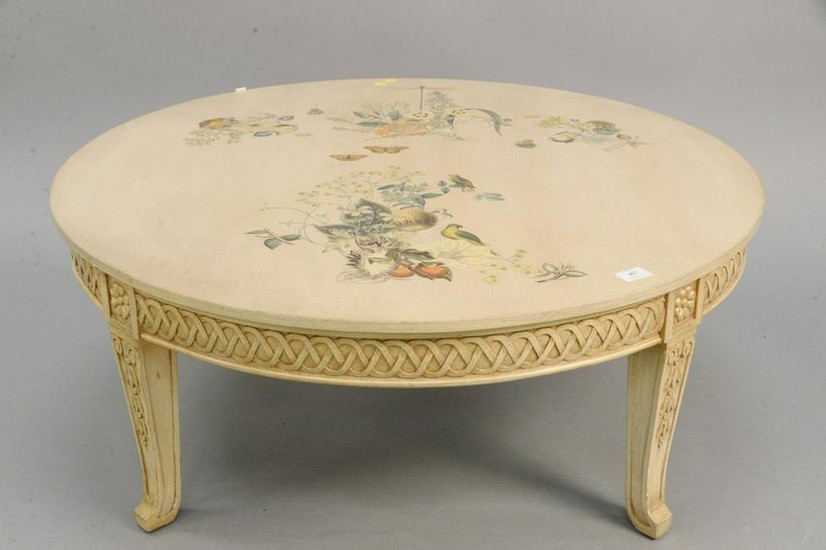 J.W. Braeder decorated round coffee table, signed J.W.