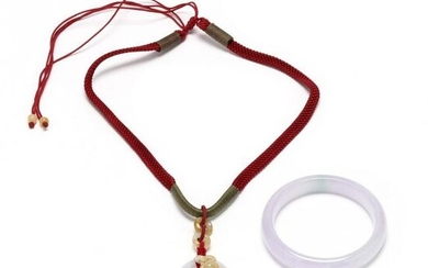 Jadeite Pendant Necklace and Bangle Bracelet
