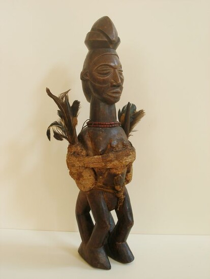 Janus figure - Feathers, Wood - Yaka - DR Congo