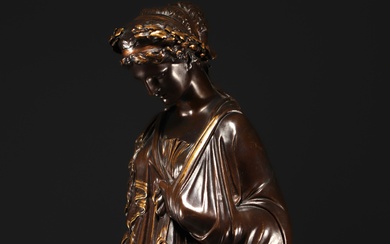 Jean-Baptiste CLÉSINGER (1814-1883) "La joueuse de lyre" Sculpture en bronze à deux patines d'époque XIXe...