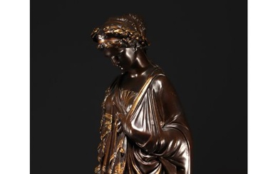 Jean-Baptiste CLESINGER (1814-1883) "La joueuse de lyre" bronze sculpture with two patinas from the