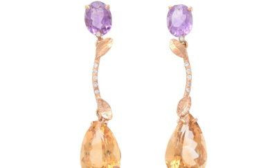Jewellery Earrings EARRINGS, 18K gold, pear shaped citrines 14,56 ct...