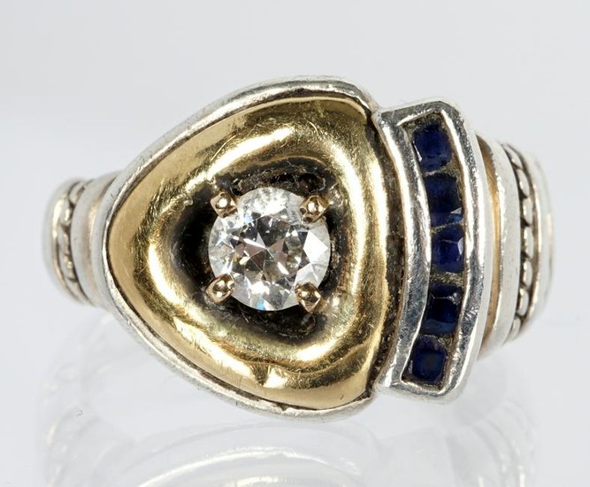 John Hardy 18k Gold & Sterling Diamond Ring