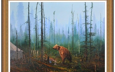 John Paul Strain Original Painting On Canvas Wildlife Landscape Signed Framed