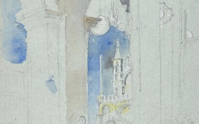 λ John Ward (British 1917-2007) , Two views of Florian's with St. Mark's Square beyond
