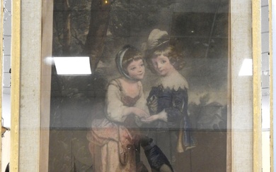 Joshua REYNOLDS (1723-1792), d'après : The little Fortune teller. Gravure couleurs. 84 x 66 cm....