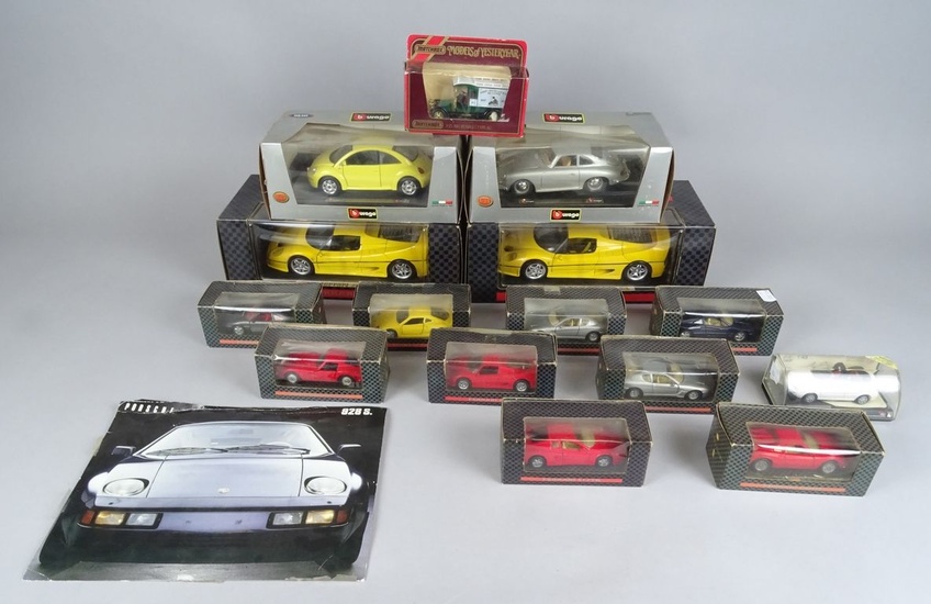 Jouet: (15) voitures miniatures 1:43, 1:24 et 1:18 Die Cast, Burago, matchbox et Ferrari Collezione...