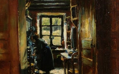 Jules Potvin (1864-1933) - Kitchen interior, light effect