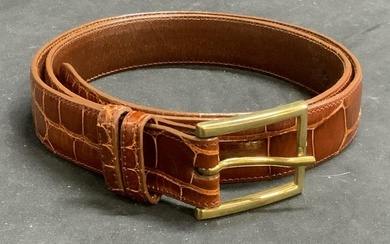 KLEINBERG SHERRILL Brown Alligator Leather Belt