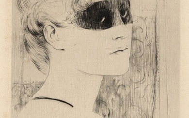 Khnopff, Fernand (1858-1921). Un masque. Drypoint, 1899, 16,6x8,7 cm. ...