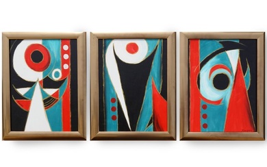 Ksavera - Abstract A1185 - triptych in gold frame
