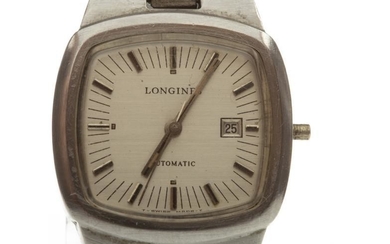 LADY'S LONGINES STAINLESS STEEL AUTOMATIC WRIST WATCH, early 1970s,...