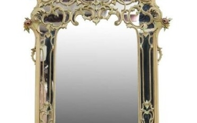 LOUIS XV STYLE PAINTED OVERMANTEL MIRROR 75" X 49"