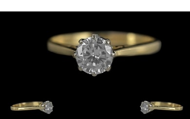 Ladies 18ct Gold Pleasing Single Stone Diamond Set Ring. Ful...