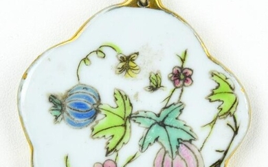 Large Antique Chinese Porcelain Pendant on Chain