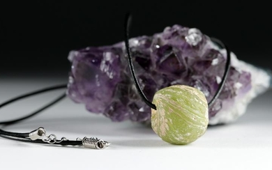 Large Rare Majapahit Green Glass Bead Necklace