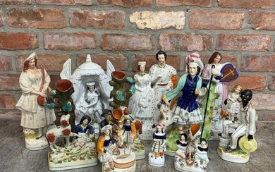 Large quantity of antique Staffordshire figures to include "...