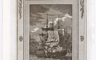 Late 18th C. Rev. War Engraving, "? Paul Jones of the American Ship of War called the Bon Homme
