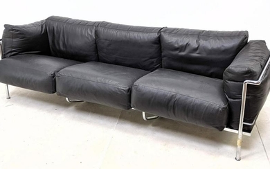 Le Corbusier style Black Leather Sofa Couch. Stylish Mo