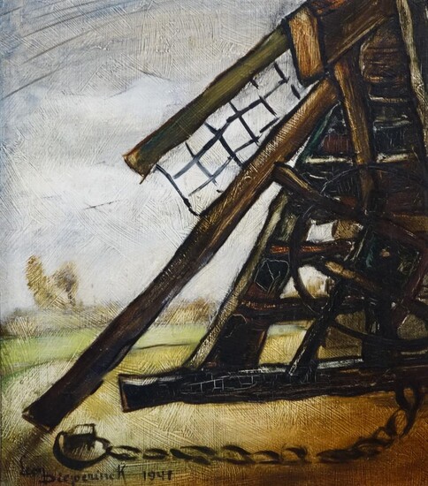 Leon Dieperinck (1917-), Detail van een molen, gesigneerd l.o. olieverf...