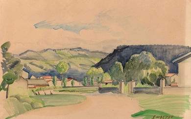 Léopold SURVAGE 1879 - 1968 Paysage d'Oyonnax - 1946