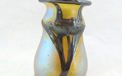 Loetz silver overlay glass vase