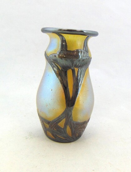 Loetz silver overlay glass vase