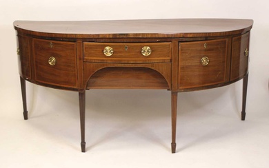 Lot details A George III mahogany and inlaid demi-lune sideboard,...