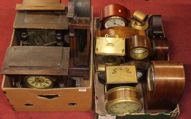 Lot details Two boxes of assorted mantel clocks and clock...