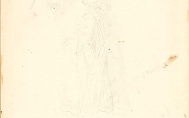 Louis Jean Desprez, attributed to: To studies of figures. Unsigned. Inscribed “Desprez figur till Gustaf IIIs besök i Petruskyrkan”.