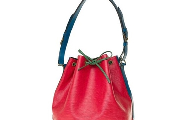 Louis Vuitton - Ravissant Sac Grand Noé tricolore en cuir épi rouge, bleu et vert Shoulder bag