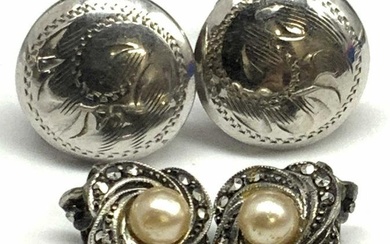 Lt2 STERLING Silver Vtg Earrings, Marcasite & More